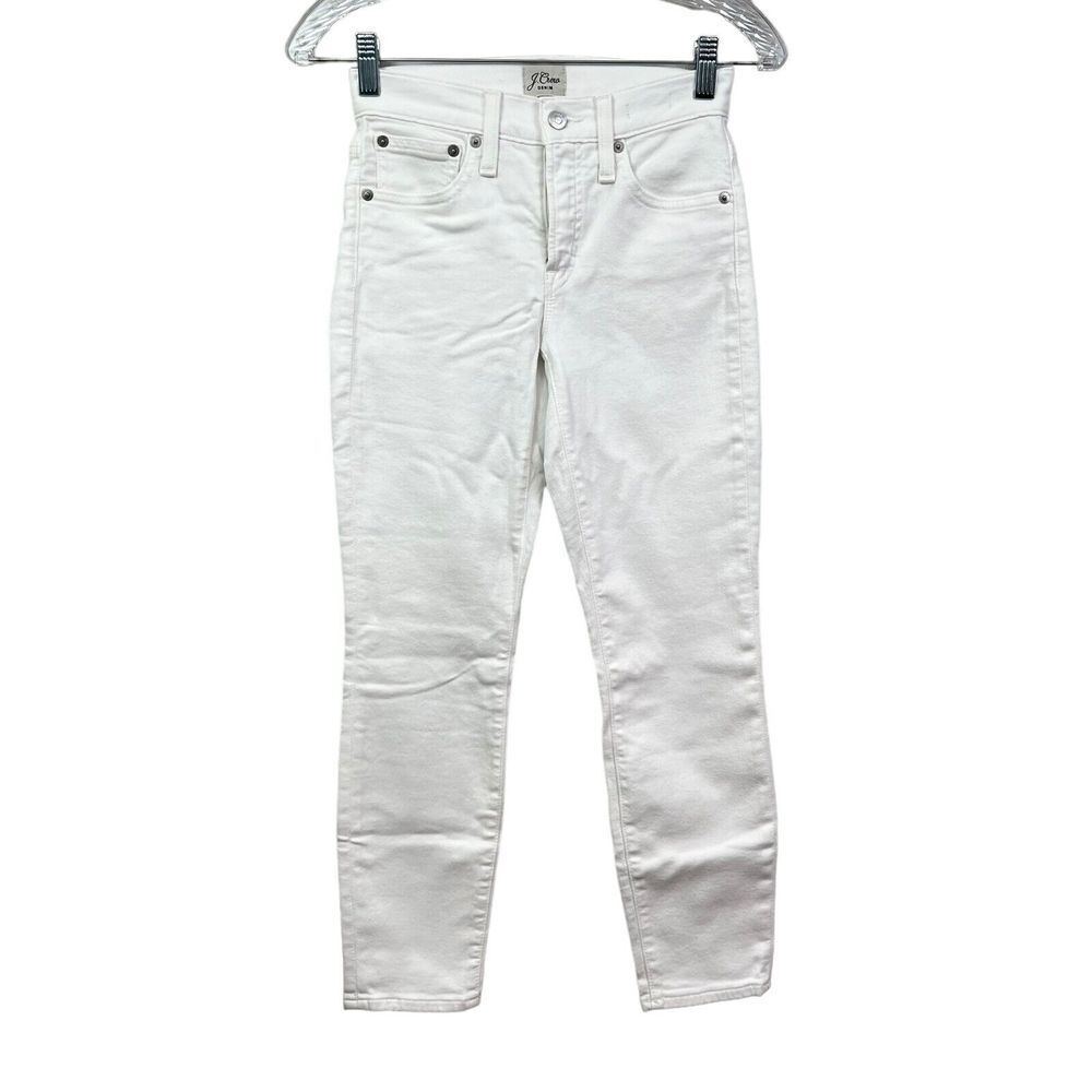 J. Crew Womens Jeans 9 in Toothpick Skinny Stretch Mid Rise Zip White Size 24P*